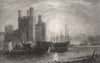 Eagle Tower, Caernarfon Castle, Wales, by Henry Gastineau 1835 old print