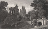 Hawarden Castle, Flintshire, Wales, by Henry Gastineau 1835 old antique print