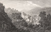 Corwen, Merionethshire, Wales, by Henry Gastineau 1835 old antique print