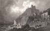 Criccieth Castle, Caernarfonshire, Wales, by Henry Gastineau 1835 old print