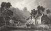 Caergwrle, Flintshire, Wales, by Henry Gastineau 1835 old antique print