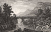 Pont-y-Pair, Caernarfonshire, Wales, by Henry Gastineau. Snowdonia 1835 print