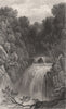 Fall at Pontarfynach, Wales, by Henry Gastineau 1835 old antique print picture