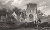 Pill Priory, Pembrokeshire, Wales, by Henry Gastineau 1835 old antique print