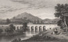 Abergavenny, Monmouthshire, Wales, by Henry Gastineau 1835 old antique print