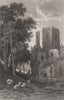Llandaff Cathedral, Glamorganshire, Wales, by Henry Gastineau 1835 old print