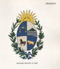 URUGUAY FLAGS. Arms 1958 old vintage print picture