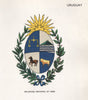 URUGUAY FLAGS. Arms 1958 old vintage print picture