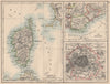 FRANCE. Riviera Côte d'Azur Corsica Paris environs. JOHNSTON 1895 old map