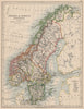 SCANDINAVIA. Sweden Norway.Railways Undersea telegraph cables. JOHNSTON 1895 map