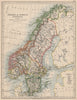 SCANDINAVIA. Sweden Norway.Railways Undersea telegraph cables. JOHNSTON 1895 map