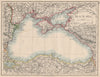 BLACK SEA. Russia Turkey Crimea Romania Bulgaria Kutais. JOHNSTON 1895 old map