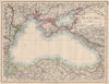 BLACK SEA. Russia Turkey Crimea Romania Bulgaria Kutais. JOHNSTON 1895 old map