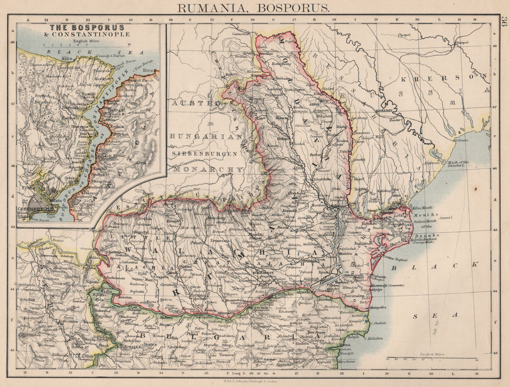 RUMANIA. Romania Wallachia Moldavia Moldova. Railways.  JOHNSTON 1895 map
