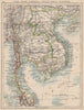 INDOCHINA.Siam with British & French spheres. Burma Cambodia Anam  1895 map