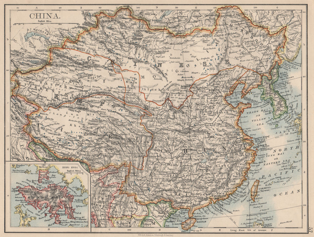 CHINESE EMPIRE. China East Asia Tibet Mongolia East Turkestan Korea 1895 map