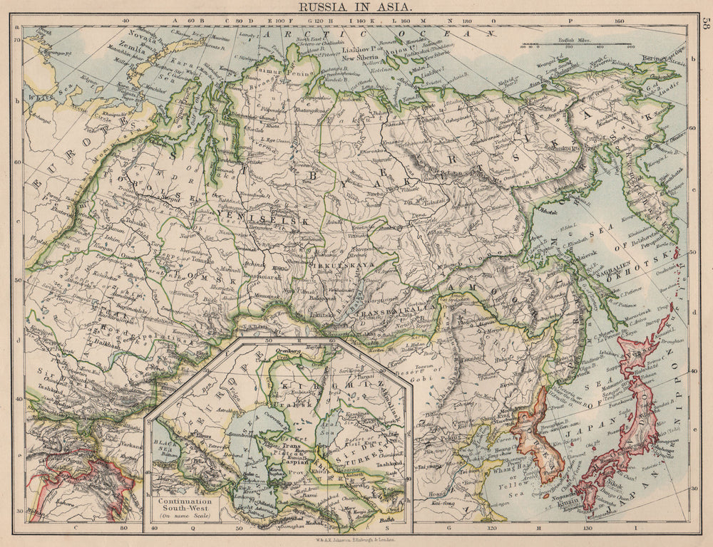 RUSSIA IN ASIA. Shows Trans-Siberian railway under construction  1895 old map