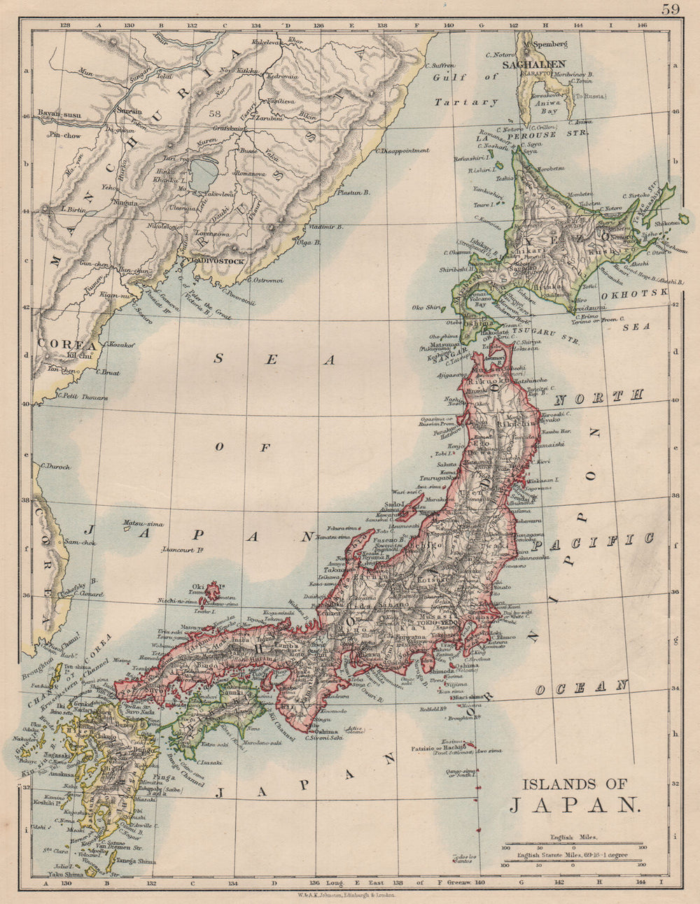Islands of JAPAN. Hachijo "penal settlement". JOHNSTON 1895 old antique map