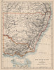NEW SOUTH WALES & VICTORIA. Shows railways telegraph cables. Australia 1895 map