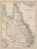QUEENSLAND. State map Brisbane Gold Coast Railways. Australia. JOHNSTON 1895