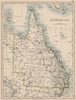 QUEENSLAND. State map Brisbane Gold Coast Railways. Australia. JOHNSTON 1895