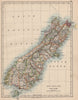 SOUTH ISLAND NEW ZEALAND. Showing counties. Telegraph cables.  JOHNSTON 1895 map