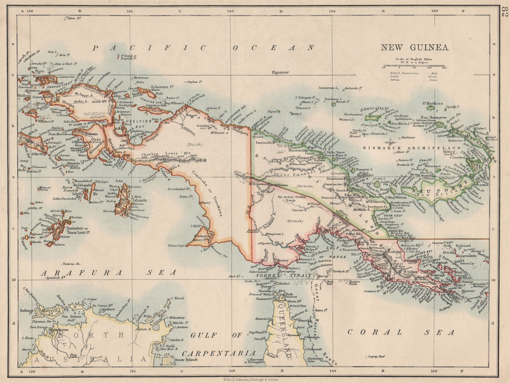 COLONIAL NEW GUINEA. Kaiser Wilhelm Land. British & Dutch New Guinea  1895 map