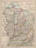 USA MID WEST. Wisconsin Michigan Illinois Ohio Indiana Kentucky TN 1895 map