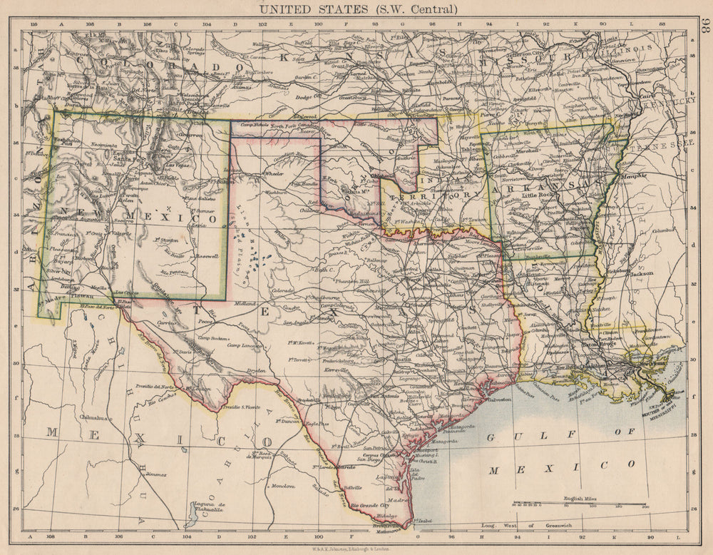 USA SOUTH CENTRAL.Texas.Proposed state of Oklahoma inc Indian Territory 1895 map