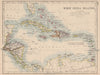 WEST INDIA ISLANDS. Caribbean Lucayas Caribbee Cuba. JOHNSTON 1895 old map