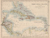 WEST INDIA ISLANDS. Caribbean Lucayas Caribbee Cuba. JOHNSTON 1895 old map