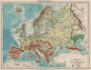 EUROPE PHYSICAL. Relief Ocean depths Key mountains Plains. JOHNSTON 1900 map