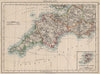 SOUTH WEST ENGLAND.Devon Cornwall Dorset Somerset.Telegraphs.JOHNSTON 1900 map