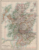SCOTLAND. Counties. Undersea telegraph cables. JOHNSTON 1900 old antique map