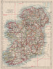 IRELAND. Showing counties. Undersea telegraph cables.  JOHNSTON 1900 old map