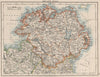 ULSTER. Antrim Down Armagh Cavan Tyrone &c. Northern Ireland.  JOHNSTON 1900 map