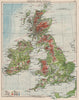 BRITISH ISLES RELIEF. Showing isotherms in January & July. JOHNSTON 1900 map