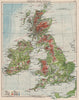 BRITISH ISLES RELIEF. Showing isotherms in January & July. JOHNSTON 1900 map