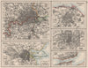 EUROPEAN CITIES. London Edinburgh Madrid Lisbon Dublin. JOHNSTON 1900 old map
