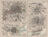 EUROPEAN CITIES. London Edinburgh Madrid Lisbon Dublin. JOHNSTON 1900 old map