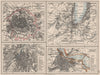 EUROPEAN CITIES. Environs of Paris Brussels Amsterdam Geneva.JOHNSTON 1900 map