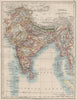 BRITISH INDIA. Showing states. Burma Nepal Bhutan Ceylon.  JOHNSTON 1900 map