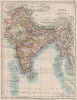 BRITISH INDIA. Showing states. Burma Nepal Bhutan Ceylon.  JOHNSTON 1900 map