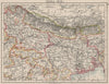 BRITISH INDIA NE. Bengal Nepal Bhutan Calcutta Bangladesh. JOHNSTON 1900 map