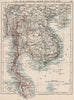 INDOCHINA.Siam with British & French spheres. Burma Cambodia Anam  1900 map