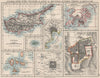 CYPRUS HONG KONG TOKYO PEKING JERUSALEM. City plans. Anzhu islands  1900 map
