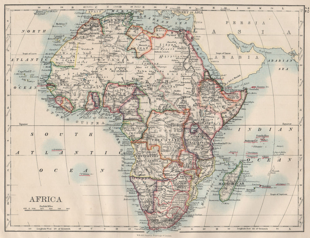 COLONIAL AFRICA. British East/Central/South Africa. Bechuanaland  1900 old map