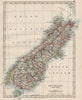 SOUTH ISLAND NEW ZEALAND. Showing counties. Telegraph cables.  JOHNSTON 1900 map
