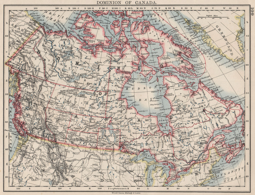 DOMINION OF CANADA. Showing "new provinces" in red. Canadian Pacific 1900 map