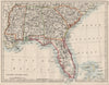 USA DEEP SOUTH. Florida South Carolina Georgia Alabama Mississippi USA 1900 map
